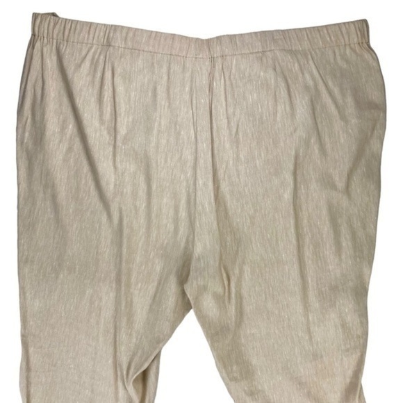 J. Jill Linen Pants Women 4X Tan Stretch Elastic Waistband Cropped Beach Coastal - Picture 6 of 12